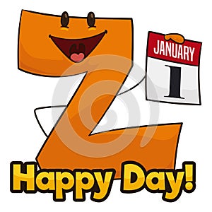 Happy Z Letter with Calendar Reminding at you its Day, Vector Illustration