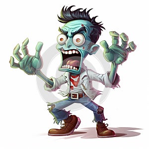 Happy Zombie Cartoon Character: Nanopunk Superhero Scout In Pixar Style