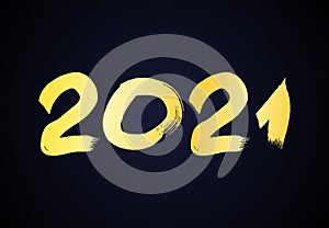 2021 gold grunge lettering and hand drawn numbers