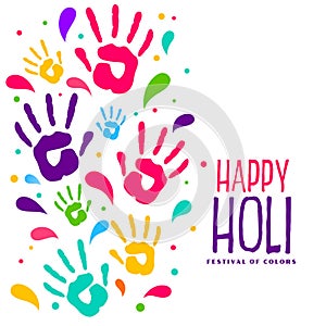 Hapy holi colorful hand prints background design