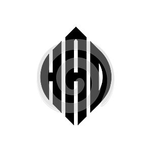 HAQ circle letter logo design with circle and ellipse shape. HAQ ellipse letters with typographic style. The three initials form a photo