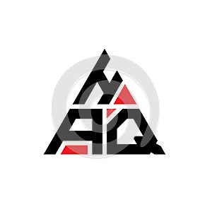 HAQ triangle letter logo design with triangle shape. HAQ triangle logo design monogram. HAQ triangle vector logo template with red photo
