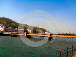 Har ki Paudi Haridwar Aerial view foot over bridge