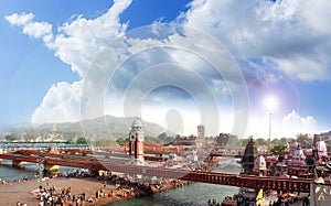 Har ki Paudi Haridwar Aerial view watch tower photo