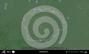 Haradok District outlined, Belarus. Physical