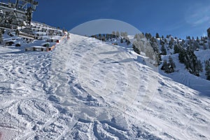 Harakiri ski slope in Zillertal Valley in Tyrol mountains, austrian Alps