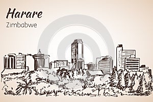 Harare cityscape sketch.