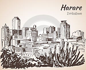 Harare cityscape sketch.