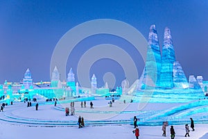 HARBIN, CHINA - JAN 15, 2020: Harbin International Ice and Snow Sculpture Festival