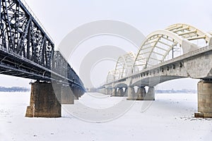 Harbin, Heilongjiang Province, China Songhua Sungari River and Binzhou Railway Bridge