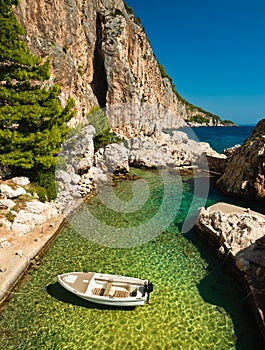 Harbor at Adriatic sea. Hvar island, Croatia