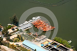 Harbor from aerial in lake,Kunming city,China.