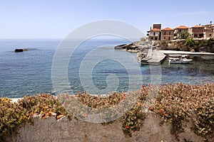 Harbor of agios dimitrios on the coast of messenia in mani part