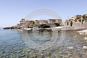 Harbor of agios dimitrios on the coast of messenia in mani part