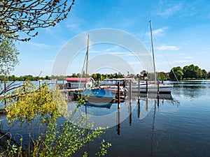 Harbor with boats in Werder on the Havel