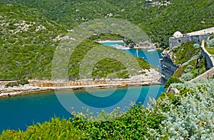 The harbor of Bonifacio and Arinella beach, Corsica, France