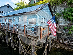 Harbor building in Ketchikan proudly flies the flag