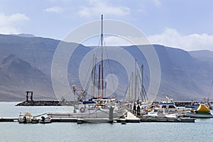 Harbor of Caleta de Sebo on La Graciosa