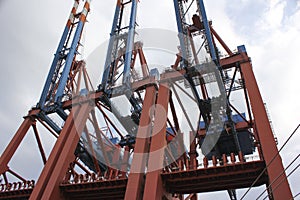 Harbor Cargo Freight Container Shipping Cranes in Hamburg Harbor for global Logistics Terminal Burchardkai