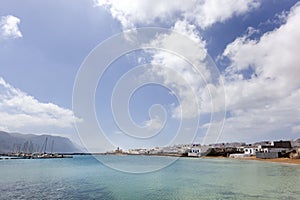 Harbor and coast of Caleta de Sebo on La Graciosa