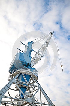 Harbor crane on rails.