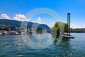 Harbor entrance in Bregenz on Lake Constance Austria