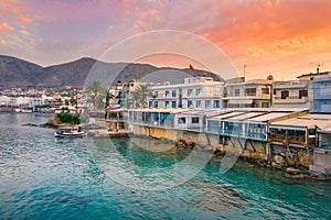 The harbor of the famous resort Chersonissos, Crete, Greece.