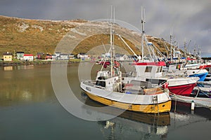 harbor in a fishing village Gjesvaer on Mageroya island, Nordland