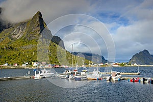 harbor in a fishing village Reine in Lofoten Islands, North Norway