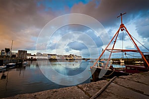 Harbor of Galway City at Sunset.