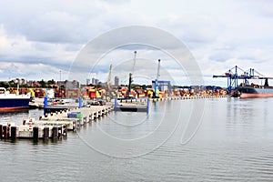 Landing piers in port of Klaipeda, Lithuania photo