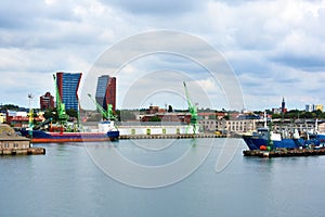 Landing piers in port of Klaipeda, Lithuania photo