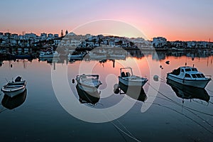 Harbor from Lagos in the Algarve Portugal at sunset