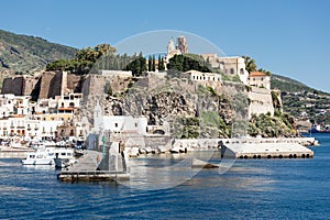 Harbor of Lipari, Aeolian Islands near Sicily, Italy