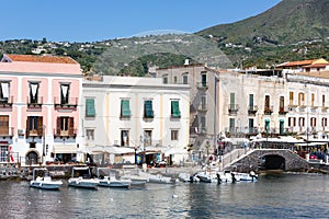 Harbor Lipari at the Aeolian islands of Sicily, Italy