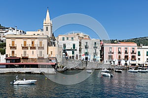 Harbor Lipari at the Aeolian islands of Sicily, Italy