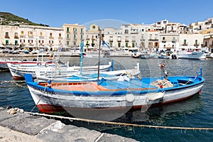 Harbor Lipari at the Aeolian islands of Sicily, Italy