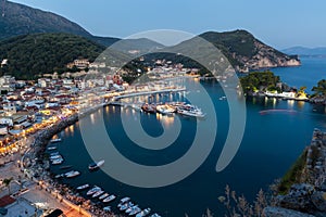 The harbor of Parga by night, Greece, Ionian Islands