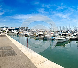 Harbor populated with leisure boats in Nice, French