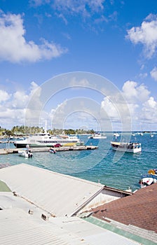 Harbor port passenger ferry yacht sailboats Cl