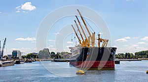 Harbor of Rotterdam, Netherlands. Logistics business, cargo loading unloading