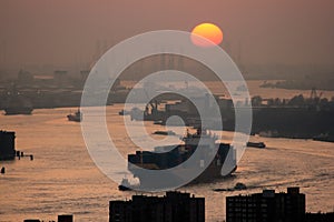 Harbor Rotterdam sunset