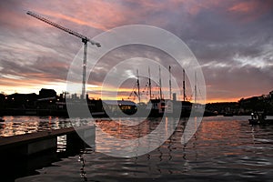 Harbor sunset in Bristol