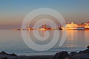 Harbor at sunset, Iraklio, Crete, Greece