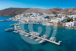 The harbor town of Adamas or Adamantas on the island of Milos. Cyclades islands, Greece