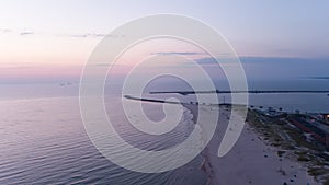 Harbor Ventspils Latvia Aerial view of countryside drone top view