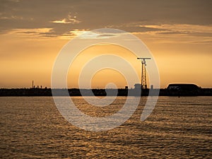 Harbor wall in Malmo, Sweden with anglers