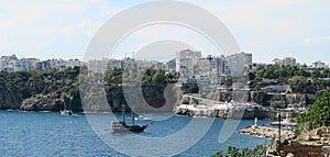 The Harbour of Antalya and the Cliffs in Antalyas Oldtown Kaleici, Turkey