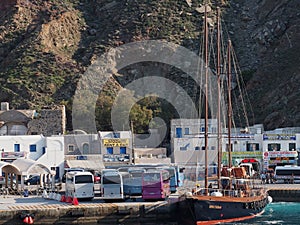 Harbour In Athinios Santorini Greece