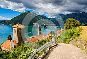 Harbour at Boka Kotor bay (Boka Kotorska), Montenegro, Europe.